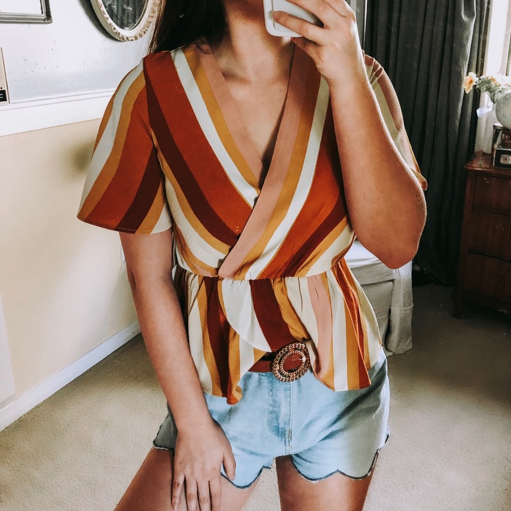 ★ june & hudson peplum retro striped top ★